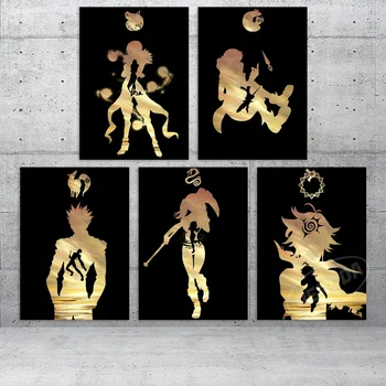 Os Sete Pecados Mortais Arte de Parede Meliodas Imagens HD de Proibição de Impressões Cartaz de Decoração de Casa de Lona Anime Pinturas Modular Para a Sala de