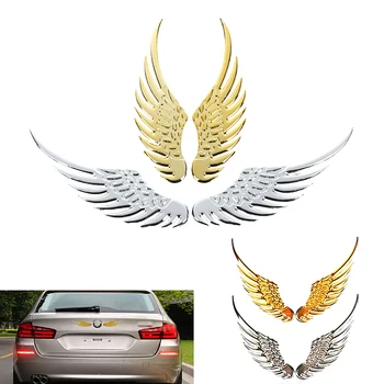 1 Par de Carro Auto Moto Corpo Adesivo 3D Águia de Asas de Anjo Emblema do Metal do Estilo, Decalques de Alumínio de Prata/Ouro Exterior Acessórios
