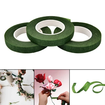 1 Pcs Verde Decorativa Fita Adesiva Flor Artificial Floral Tronco Fita esealable Fita Elástica DIY Suprimentos