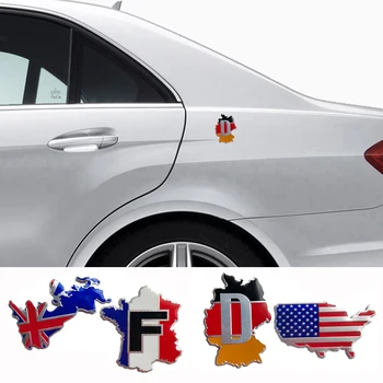 1pc de Alumínio Emblema para a British American Alemanha Bandeira francesa Mapa de Emblema para a BMW, a Mercedes BenzTesla Lado Decoração de Etiqueta do Carro