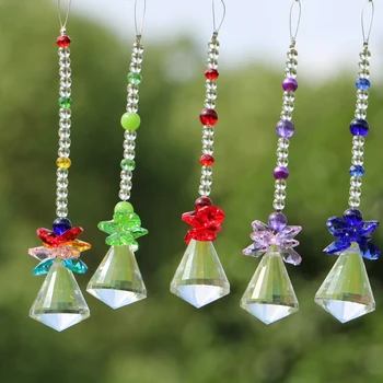 1PCS Chakra Cristal Suncatcher Hanging Drop Prismas Pingente de arco-íris Maker Colecção de Casamento em Casa Chrismas Decoração