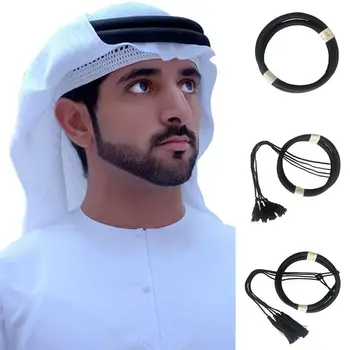 1Pcs de Vestuário Islâmico Headwear Corda Deserto Acessórios Homem Saudita árabe de Dubai Egal Shemagh Xale Preto Muçulmano Headrope