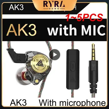 1~5PCS QKZ AK3 Arquivo de Fones de ouvido com Fio Com Microfone auto hi-fi com Subwoofer Ruído Cancelando Earphoones Jogos de Desporto, Música, Monitor de