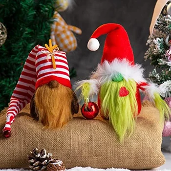 2-Pack De Natal Gnomos Decorações Artesanais De Pelúcia Gnomos Ornamento Escandinavos Santa Elfo De Natal Tabela Camadas Bandeja De Ornamento