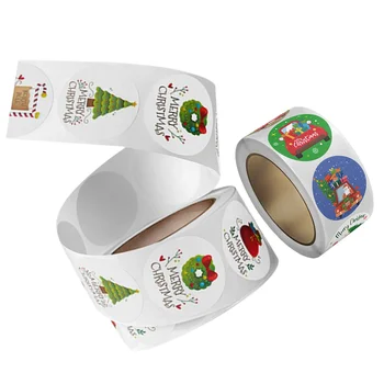 2 Rolos de Presente de Natal Caixa de Selagem Adesivo Rolo Presente de Natal de Embalagem Adesivo Decorativo