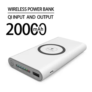 20000mAh sem Fio do Banco do Poder de Duas vias de Carregamento Rápido Powerbank Carregador Portátil do Tipo-c Bateria Externa para IPhone