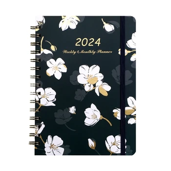 2024 Floral Planejador Semanal Mensal 2024 - Abrangente, Semanal E Mensal, Organização De Agenda