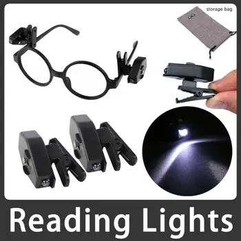 2pcs/muito Flexível a Leitura do Livro Luzes da Lâmpada da Luz da Noite Para Óculos E Ferramentas Universal Portátil Mini LED de Óculos Clip Sobre o Livro