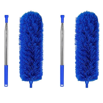 2X Calha Escova de Limpeza de Telhados Ferramenta Com tubo Telescópico Extensível Pólo De 8,2 Pés Guarda a Ferramenta de Limpeza de Fácil Remover Deixar, Azul