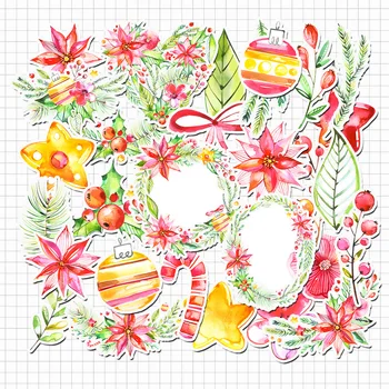 31 Bonitos, pintados à Mão, Flor de Natal Adesivos - Perfeito para Adicionar um Toque Festivo para os Seus Cartões, Presentes, Férias e Decoração
