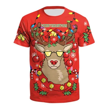 3D Papai Noel Impresso T-Shirts Homens Engraçado Feliz Natal Presentes T-shirt Roupas de Mulheres Harajuku Fashion Kids Camisetas de Roupas