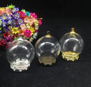 3pcs 30*20mm de boca aberta frasco de vidro bolha cúpula de vidro de 20mm flor bandeja de DIY frascos de vidro do pendant de vidro desejo de garrafa de frascos colar