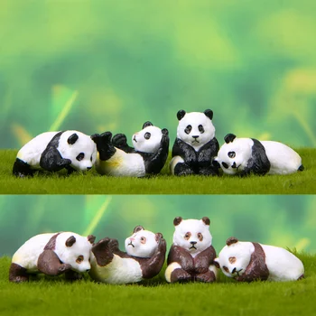 4pcs/set Bonito Resina Panda de Fadas Jardim em Miniatura Panda Engraçado Bebês Ornamento Moss Micro Paisagem Terrário Estatueta Decoração