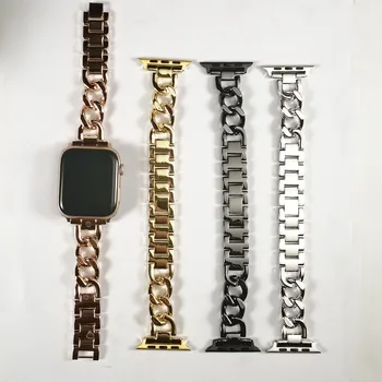 A Apple iwatch1-8 de geração de cowboy com alça de corrente de linha única cadeia metal pulseira Samsung faixa de relógio Adequado para a Apple assistir