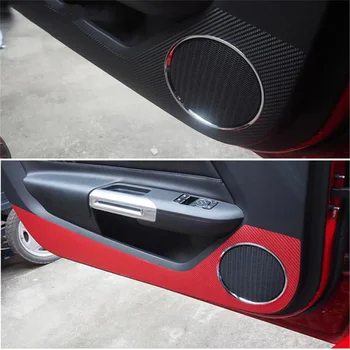 A Porta do carro do Lado de Fibra de Carbono Anti-kick Adesivo Anti-suja Porta de Proteção Vermelho Preto Filme De Ford Mustang 2015 2016 2017 2018 2019
