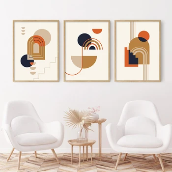 Abstrato Arco-Íris Geométricas Bege Moderno Cartazes Tela De Pintura De Parede De Arte Imprimir Imagens Quartos, Sala De Interiores A Decoração Home