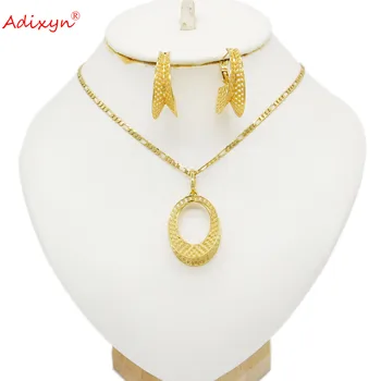 Adixyn Oco Colar/Brincos Conjunto de Jóias de Ouro Cor da Moda Jóias para a Mulher Etíope/Partido Africano Presentes N02209