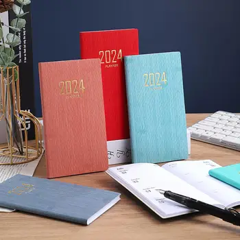 Agenda Notebook 2024 Planejador de Notebook Conjunto com a Falsa Capa de Couro Papel Grosso Semanal/mensal de Calendário para um Home Office Escola