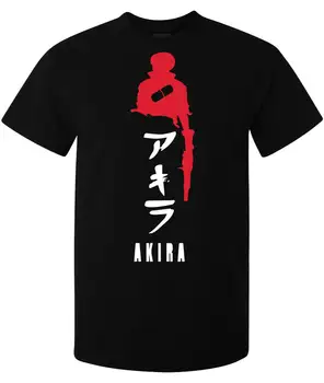 Akira Kaneda Vermelho e Blak Arte de Anime Mangá Mens T-Shirt Preta
