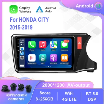 Android 12.0 Para o HONDA CITY 2015-2019 Direito leme auto-Rádio Multimédia Player de Vídeo de Navegação estéreo Carplay Não 2din 2 din dvd