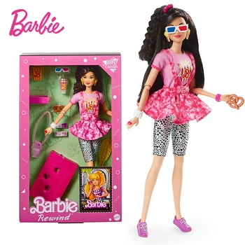 Barbie Original Novo Estilo anos 80 a Noite de Filme Bonecas Boneca de Cabelo Preto Retro Figuras Colecionáveis Acessórios Brinquedo Presentes de Aniversário HJX18