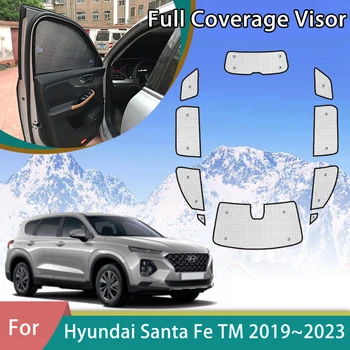 Carro Chapéus-de-sol Para Hyundai Santa Fe TM 2019 2020 2021 2022 2023 Proteção contra o Sol, as Cortinas da Janela da Viseira Acessórios Auto Adesivos