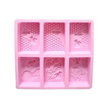 Caseiros, Artesanato Reutilizáveis 3D Fácil de Limpar 6 Formas de Fazer Bolo Vela Sabão Molde Retângulo Colmeia Silicone Macio DIY colméia de Abelhas