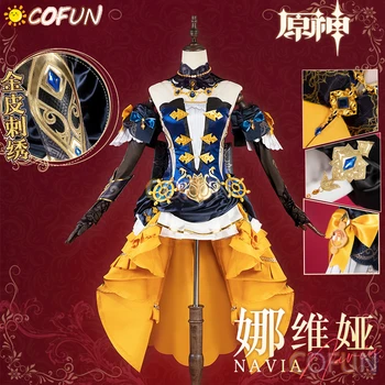 COFUN Jogo Genshin Impacto Navia Cosplay Traje de Halloween Roupas Jogo de Roupas de Mulheres Anime Dress