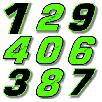 Criativo Carro Decalque do Número Verde com Borda Preta de Corrida Números de Vinil Decalque de um Capacete de motociclista Acessórios Etiqueta do Carro do Carro Decoração
