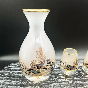 Criativo, Folha De Ouro Branco De Vidro De Vinho Gift Set Chinês Espíritos Copa Caixa De Presente Da Família De Vinhos Decanter Wine Pote