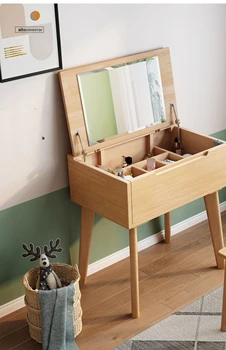 Cômoda de madeira maciça, quarto pequeno quadro, econômico mini estilo simples penteadeira