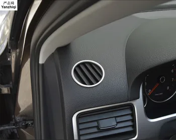De aço inoxidável 2pcs/muito Superior de ventilação lantejoulas Painel de saída de ar brilhante faixa para VW Volkswagen 2011-2017 Touareg Acessórios