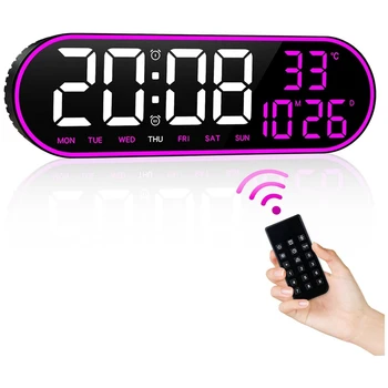 Digital Relógio de Parede Grande Exibição, 15Inch Relógio Com Hora Data Temp Semana, Timer, 1Auto-Escurecimento, LED Relógio Digital