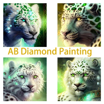 Diy 5d Total de Diamante Pintura, Bordado Animal AB Quadrado/Redondo Diamante do Tigre Branco Mosaico de Ponto de Cruz, Decoração Art Hobby Presente