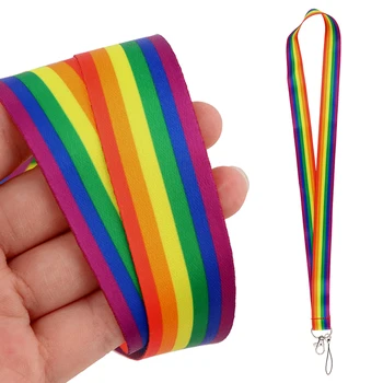 DZ1067 LGBT arco-íris Gay Corda de segurança para Chave de Pescoço Cinta de corda de Cartão de Crachá de IDENTIFICAÇÃO do Titular da Chave de Cadeia Titular da Chave Travar a Corda Chaveiros
