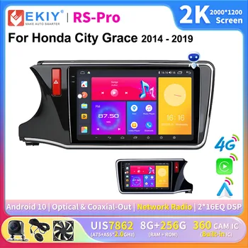 EKIY CarPlay Android Auto-Rádio Para o Honda City Graça De 2014 A 2019 Multimídia Vídeo Player 2K Tela 2din Estéreo GPS de Navegação HU