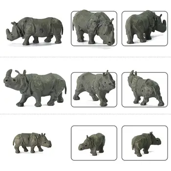Evemodel Animais 12pcs Modelo Ferroviário Escala HO 1:87 Rinocerontes de PVC Pintados de Animais Selvagens Rinoceronte do Zoológico de Cena AN8711
