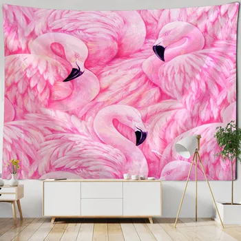 Flamingo tapeçaria de plantas tropicais, folha de palmeira estilo Nórdico pendurado na parede Boêmio quarto tapeçaria cartoon art, decoração