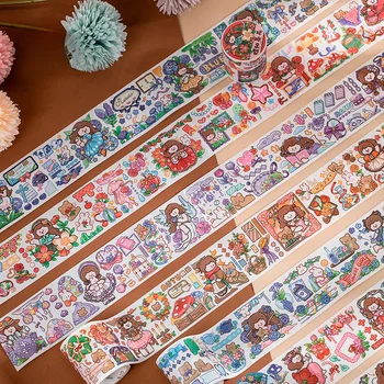 Flor Aguo Série de Washi Tape de Mão-extraídas de Personagens de desenhos animados Diário Adesivo 4 Estilos
