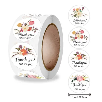 Flores de Presente de Agradecimento Para você Adesivos de Pequenas empresas Etiquetas 500pcs para Cartões de Envoltório do Presente Adesivo Partido Favores do Casamento