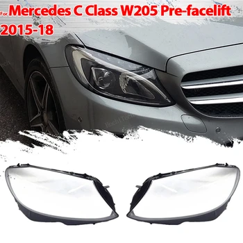 Frente do Farol Tampa do Farol Lâmpada Shell Máscara Abajur Lente de Policarbonato Para a Mercedes Benz W205 Classe C pré-facelift 2015-18