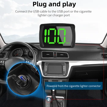 GPS KMH MPH HUD Velocímetro Digital Head Up Display USB Plug and Play Eletrônica do Carro Acessórios Fonte Grande Velocidade para Todos os Carros
