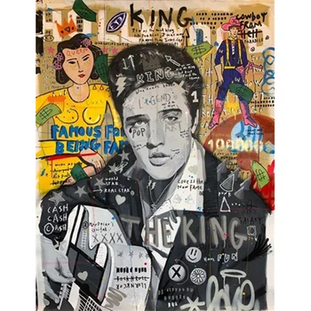 Graffiti colorido Presley 5D Diy Diamante Pintura, Ponto Cruz Elvis Completo Quadrado Bordado de Diamante Mosaico Artesanato Decoração