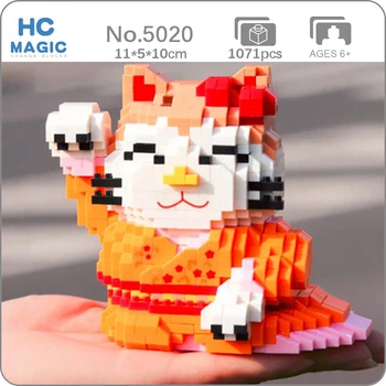HC 5020 Mundo Animal Sorte, Gato do Dinheiro Fortuna Quimono Boneca Pet Modelo Mini Blocos de Diamante Tijolos de Construção de Brinquedo Para as Crianças Sem Caixa