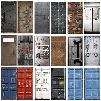 Imitação de Metal Recipiente de Madeira Porta da Caixa de Etiqueta Auto-Adesiva de PVC, papel de Parede Sala Quarto Decorativos, Porta Cartaz Murais