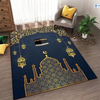 Islâmica Muçulmana Tapetes de Oração Macio Portátil Oração Tapetes Com Palácio de Joelhos Poli Tapetes Ornamento Eid Ramadã Decoração do Partido