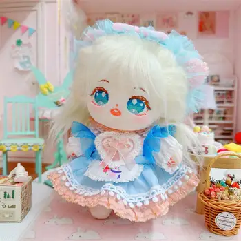 Kawaii cor-de-Rosa Azul Lolita Bow traje de Pelúcia Boneca de 20cm Bonito, Recheado de Gordura do Corpo Nu Boneca de Algodão Macio DIY Brinquedos Presentes para Meninas