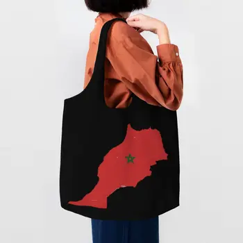 Kawaii Mapa De Marrocos Bandeira De Compras Sacolas De Reciclagem De Lona De Compras Do Shopper Saco De Ombro Bolsas