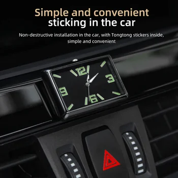 Moda Quadrado de Carro, Relógio de Decoração de Interiores Auto-adesivo Eletrônico de Ventilação Clipe para Assistir Estilo Carro de Automóveis Relógio de Quartzo