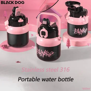 Naturehike Blackdog Garrafa de Água Acampamento de Grande Capacidade de Aço Inoxidável 316 Copa do Exterior 800ml Mulher Bonito Portátil Térmica Chaleira